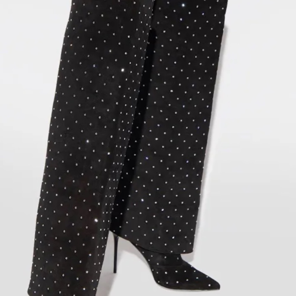 Balmain Women’s Ariel Embellished Suede Knee High Boots